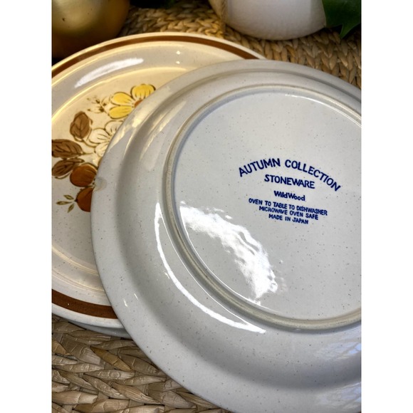 VTG Autumn Collection Stoneware Wheat Flower Set of 4 Dinner Plates 10.5" Japan - Picture 3 of 7